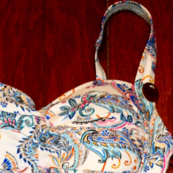 Brand New Nip Tuck Swim Multi-Coloured Floral Paisley Print Bikini Top - Picture 8 of 8